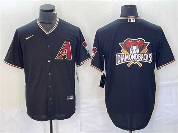 Mens Arizona Diamondbacks Black Team Big Logo Cool Base Stitched Baseball Jersey